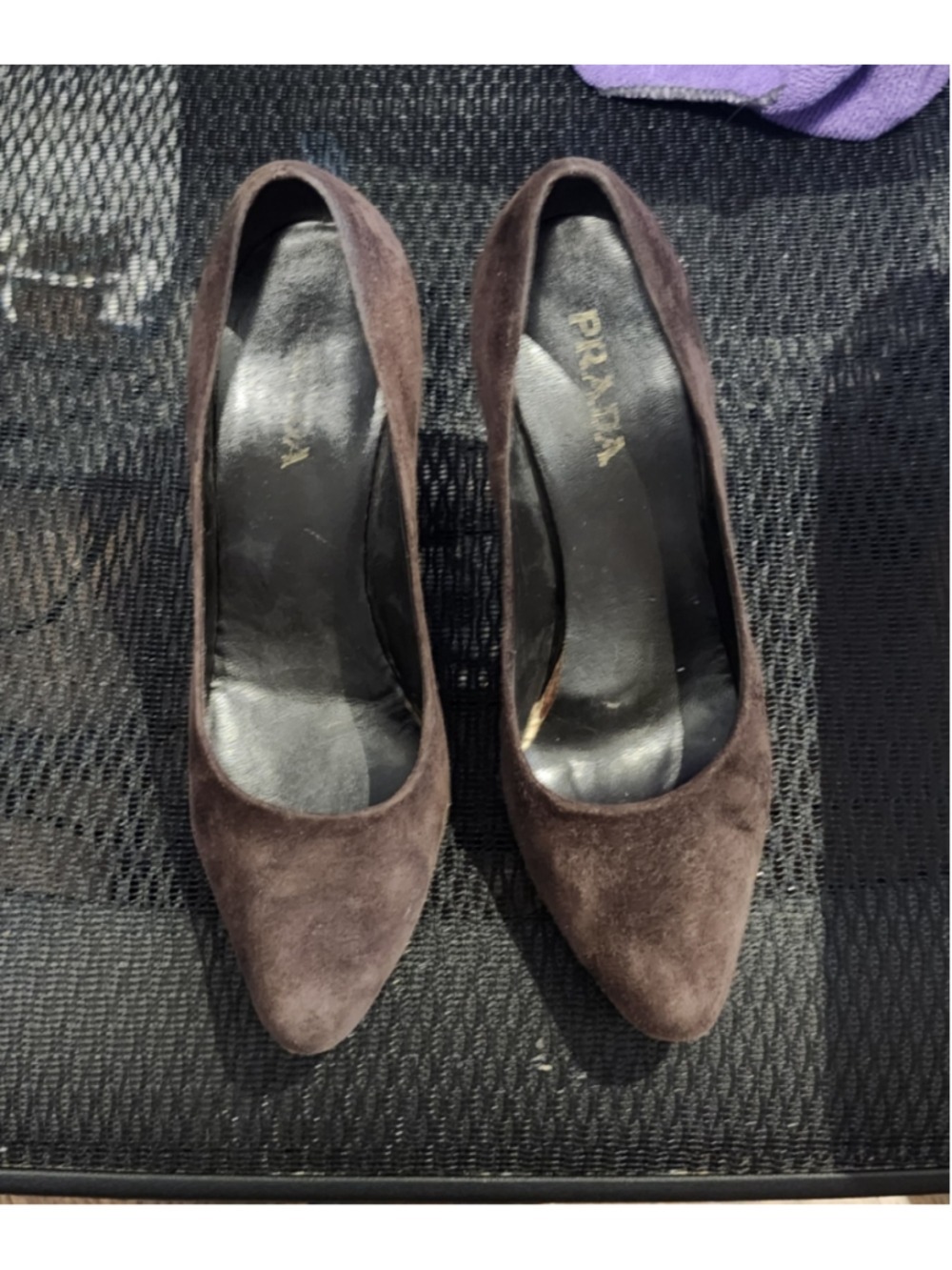 Vintage Prada Brown Suede Heels Size 7.5 Y2K